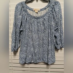 Pre-owned Michael Kors Blue Patterned Women's Top Sz XL